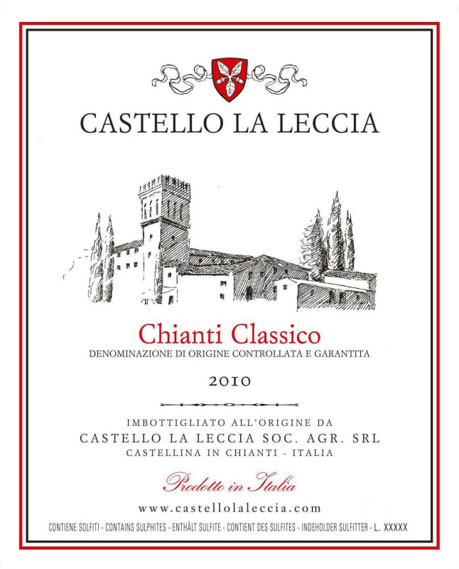 Azienda Agricola Castello La Leccia Chianti Classico 2010 Front Label