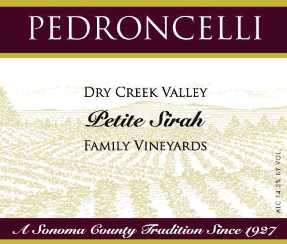 Pedroncelli Dry Creek Valley Family Vineyards Petite Sirah 2014 Front Label