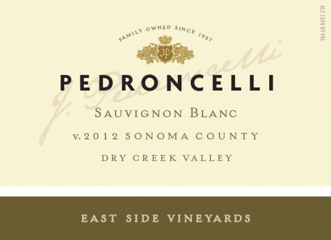 Pedroncelli East Side Vineyard Sauvignon Blanc 2012 Front Label