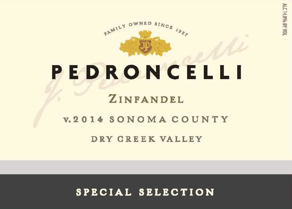 Pedroncelli Special Selection Zinfandel 2014 Front Label