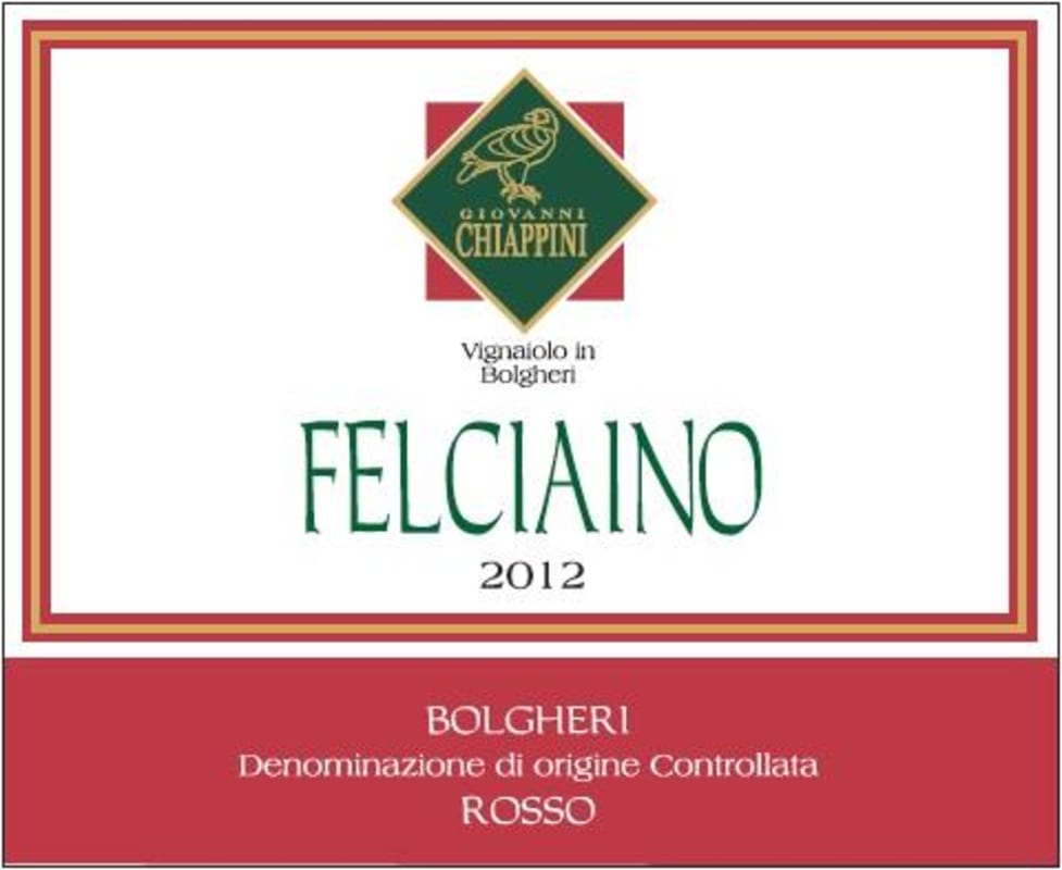 Chiappini Bolgheri Felciaino Rosso 2012 Front Label