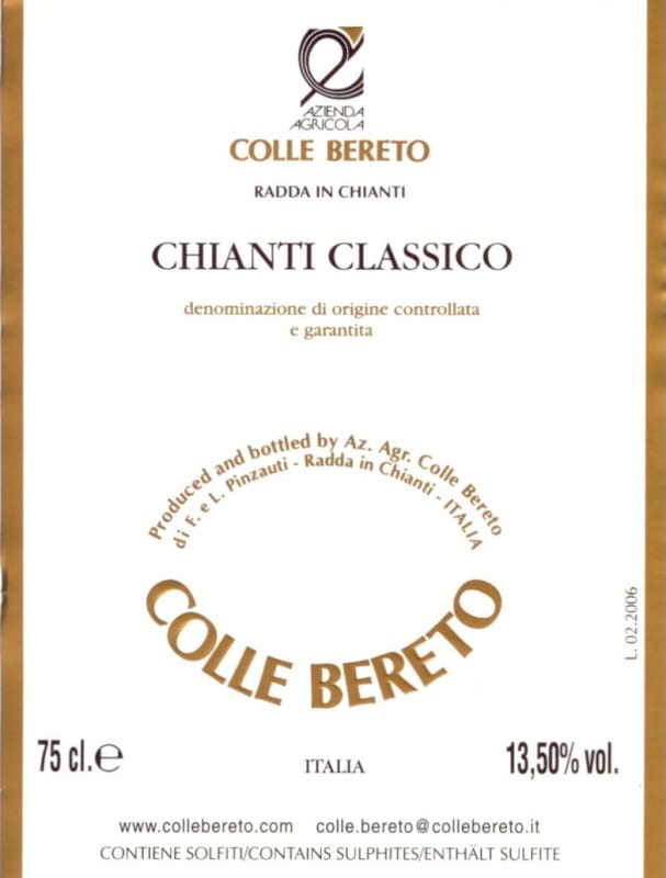Colle Bereto Chianti Classico 2008 Front Label