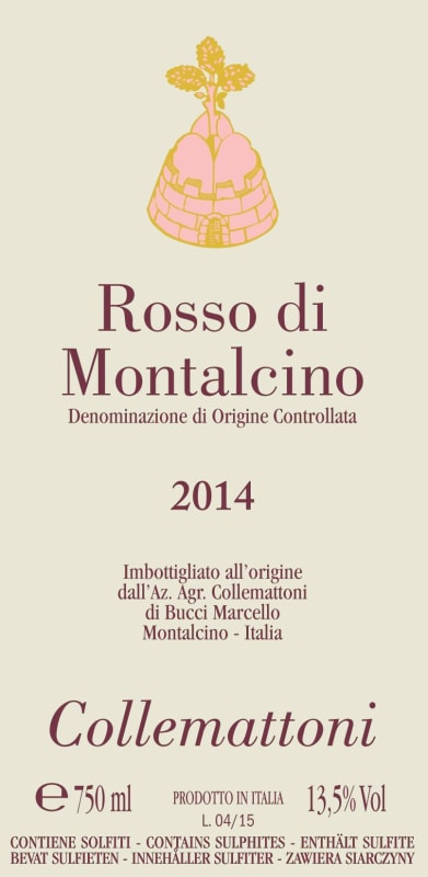Collemattoni Rosso di Montalcino 2014 Front Label