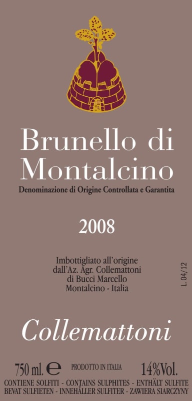 Collemattoni Brunello di Montalcino 2008 Front Label