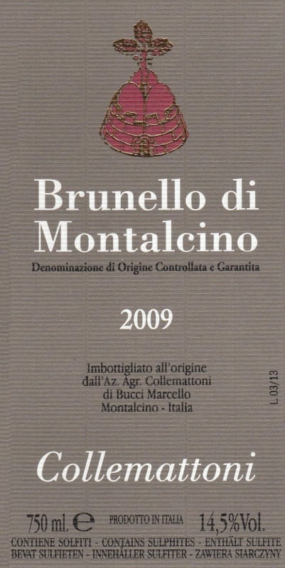 Collemattoni Brunello di Montalcino 2009 Front Label