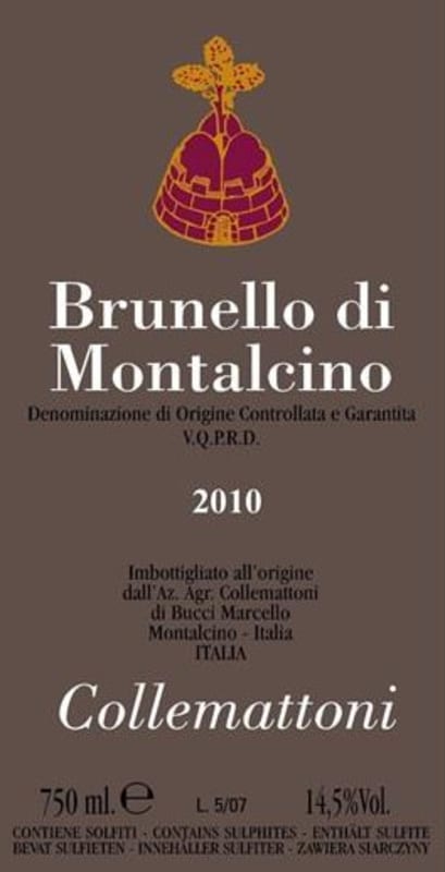 Collemattoni Brunello di Montalcino 2010 Front Label