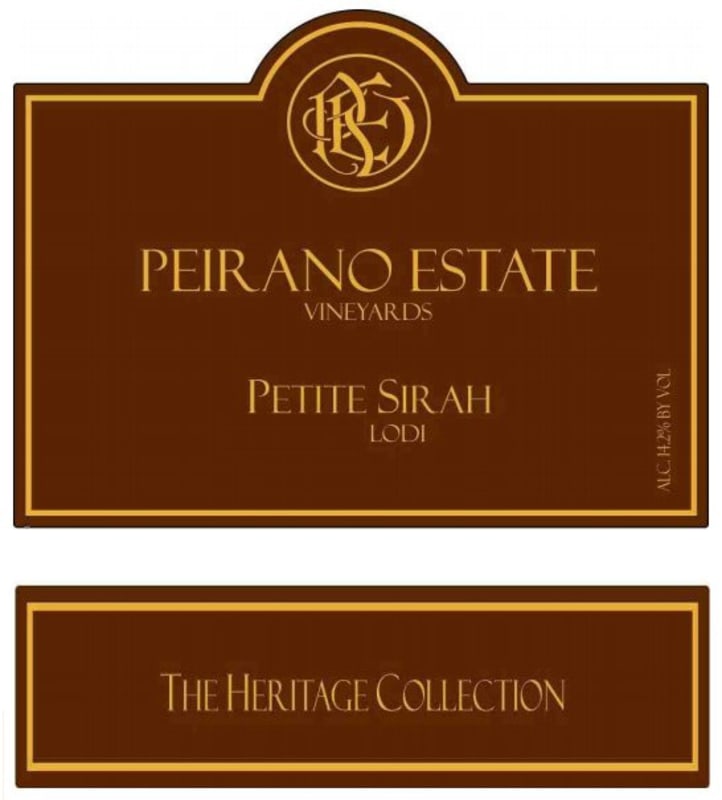 Peirano Estate The Heritage Collection Petite Sirah 2015 Front Label