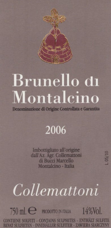 Collemattoni Brunello di Montalcino 2006 Front Label
