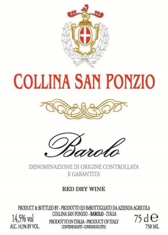 Collina San Ponzio Barolo 2011 Front Label