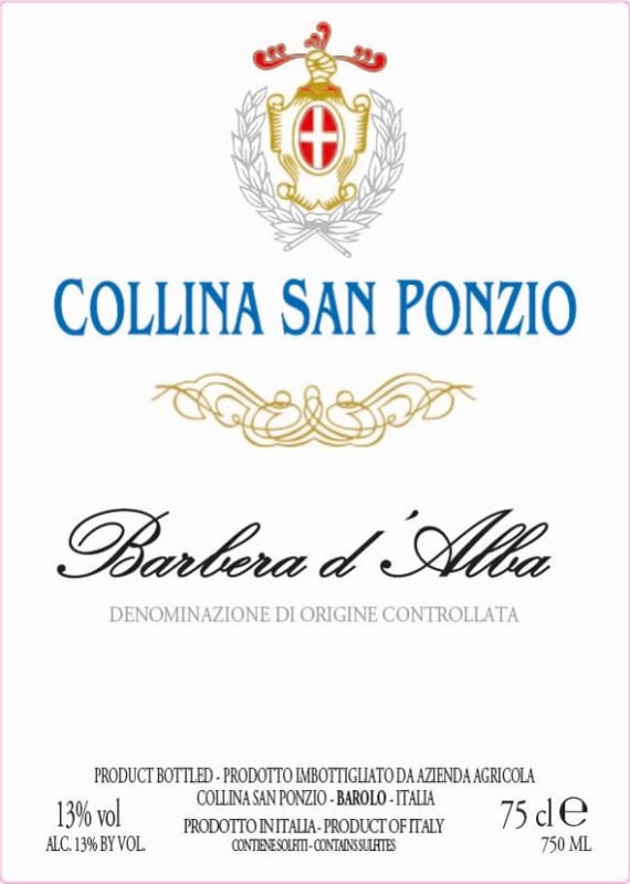 Collina San Ponzio Barbera d'Alba 2014 Front Label