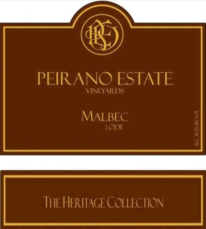 Peirano Estate The Heritage Collection Malbec 2014 Front Label