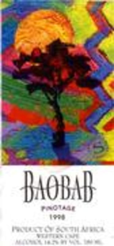 Baobab Pinotage 1999 Front Label