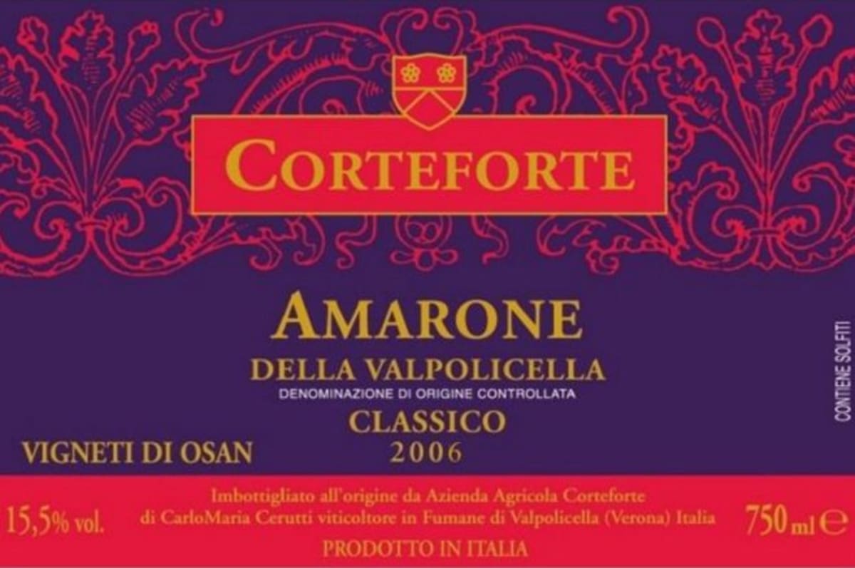 Azienda Agricola Corteforte Amarone della Valpolicella Vigneti di Osan Classico 2006 Front Label