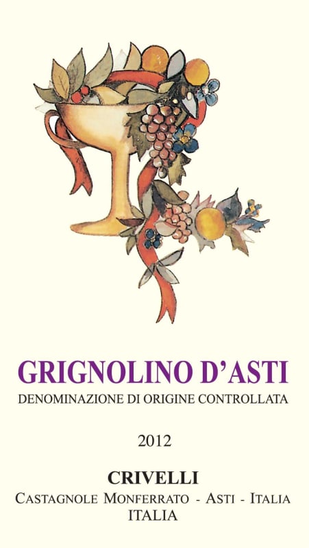 Azienda Agricola Crivelli Grignolino d'Asti 2012 Front Label