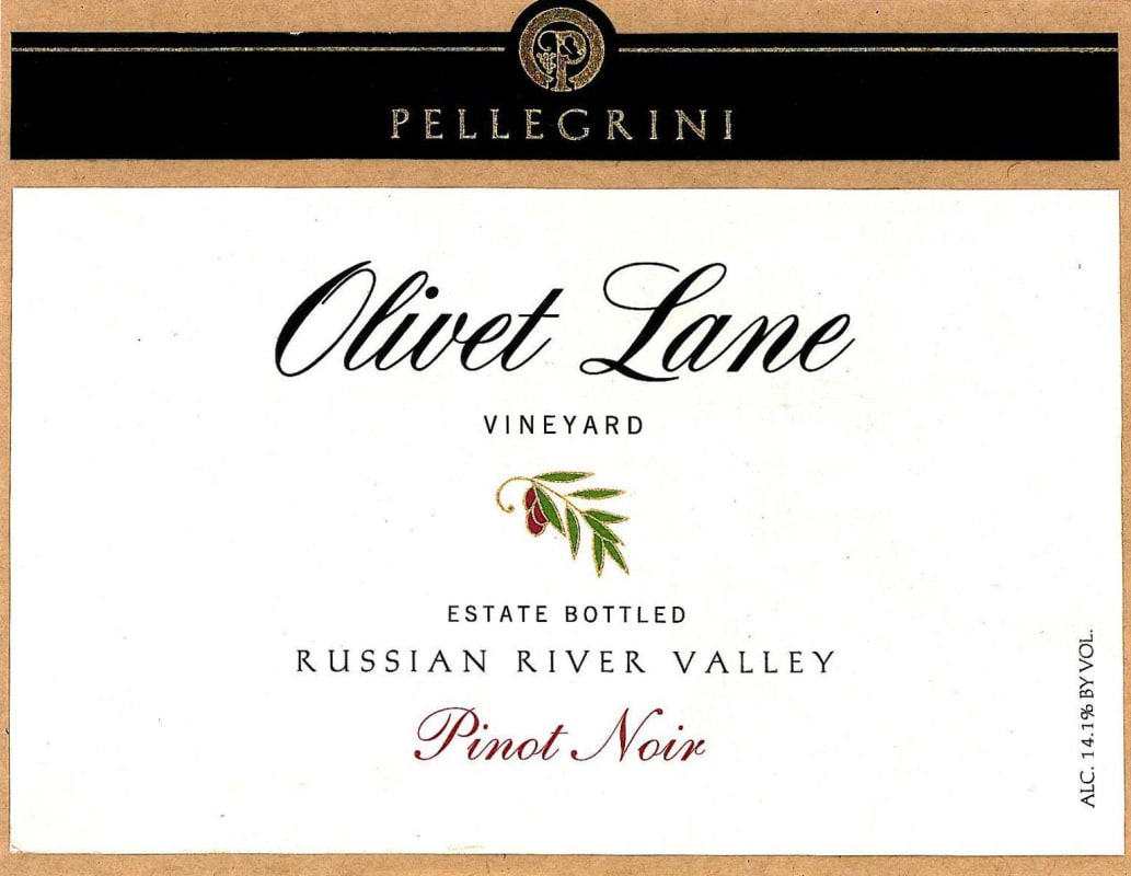 Pellegrini Olivet Lane Vineyard Pinot Noir 2012 Front Label