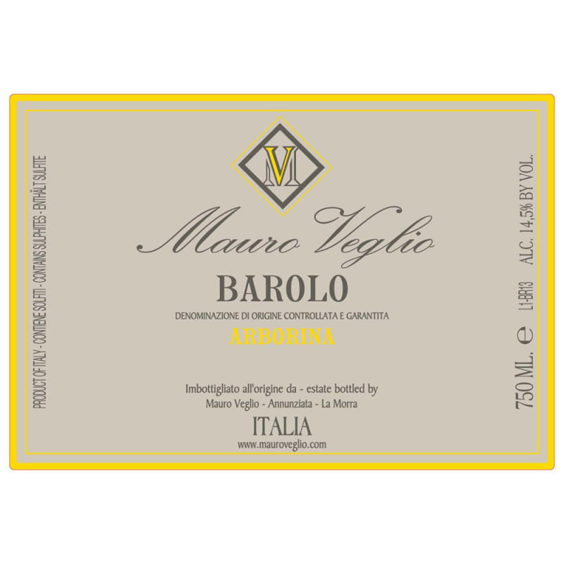 Mauro Veglio Barolo Arborina 2012 Front Label