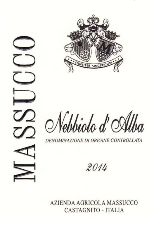 Azienda Agricola F.lli Massucco Nebbiolo d'Alba 2014 Front Label