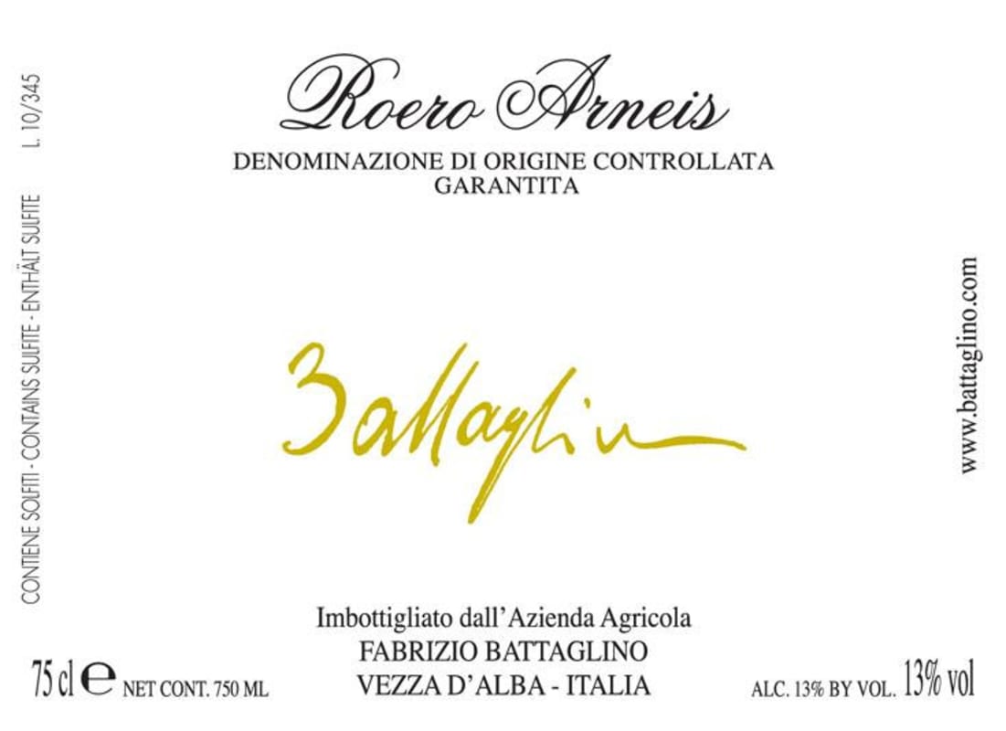 Azienda Agricola Fabrizio Battaglino Roero Arneis 2012 Front Label