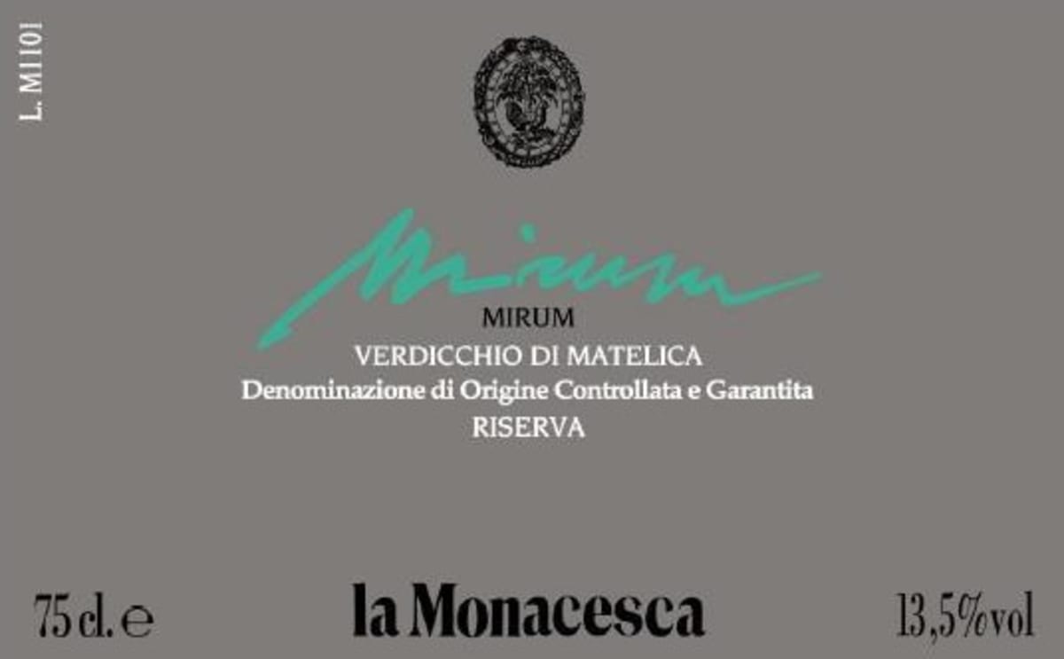 Azienda Agricola Fattoria La Monacesca Verdicchio di Matelica Riserva Mirum 2012 Front Label