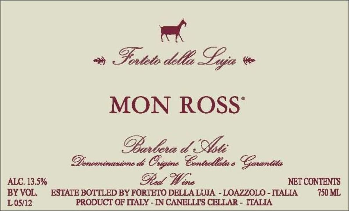 Azienda Agricola Forteto della Luja Barbera d'Asti Mon Ross 2012 Front Label