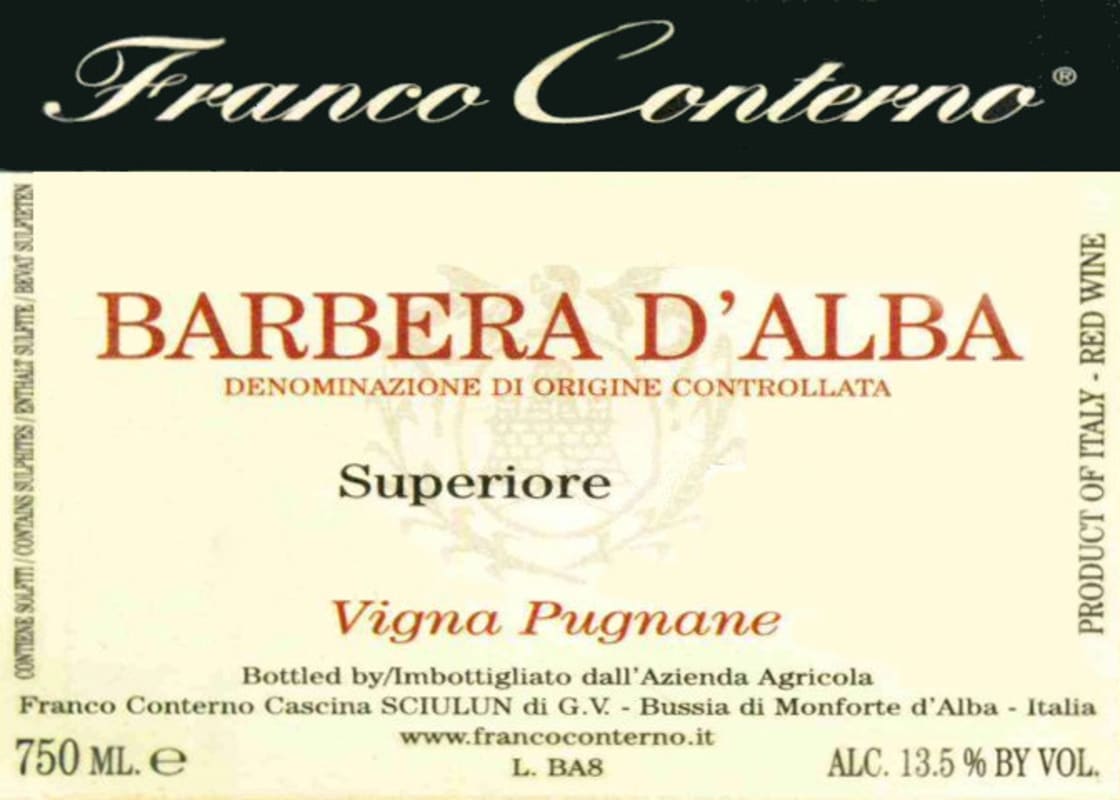 Azienda Agricola Franco Conterno Barbera d'Alba Vigna Pugnane Superiore 2010 Front Label