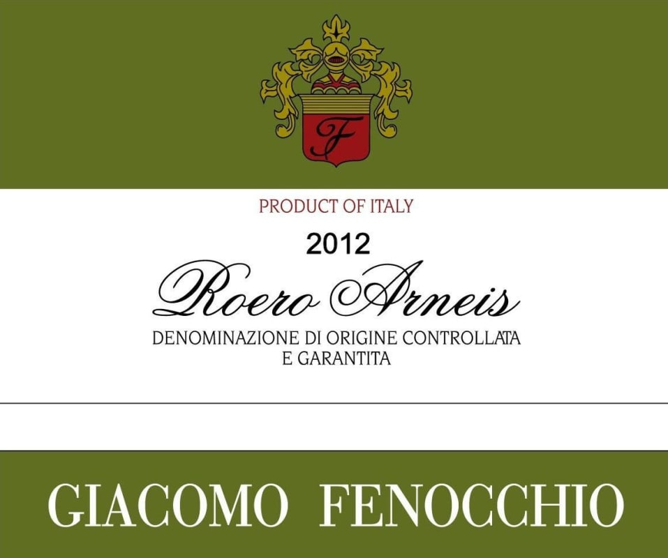 Giacomo Fenocchio Roero Arneis 2012 Front Label
