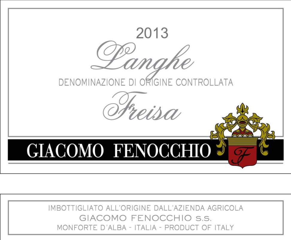 Giacomo Fenocchio Langhe Freisa 2013 Front Label