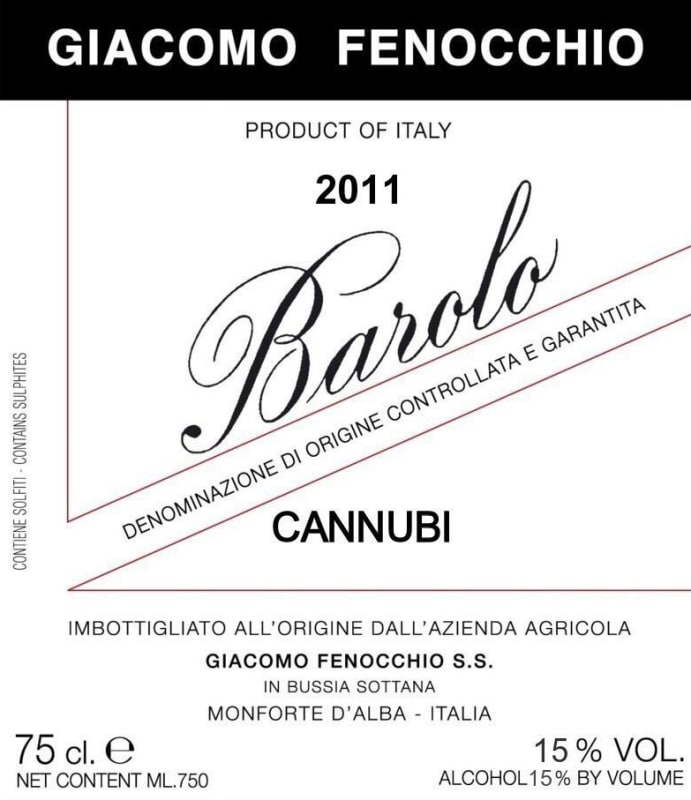 Giacomo Fenocchio Barolo Cannubi 2011 Front Label