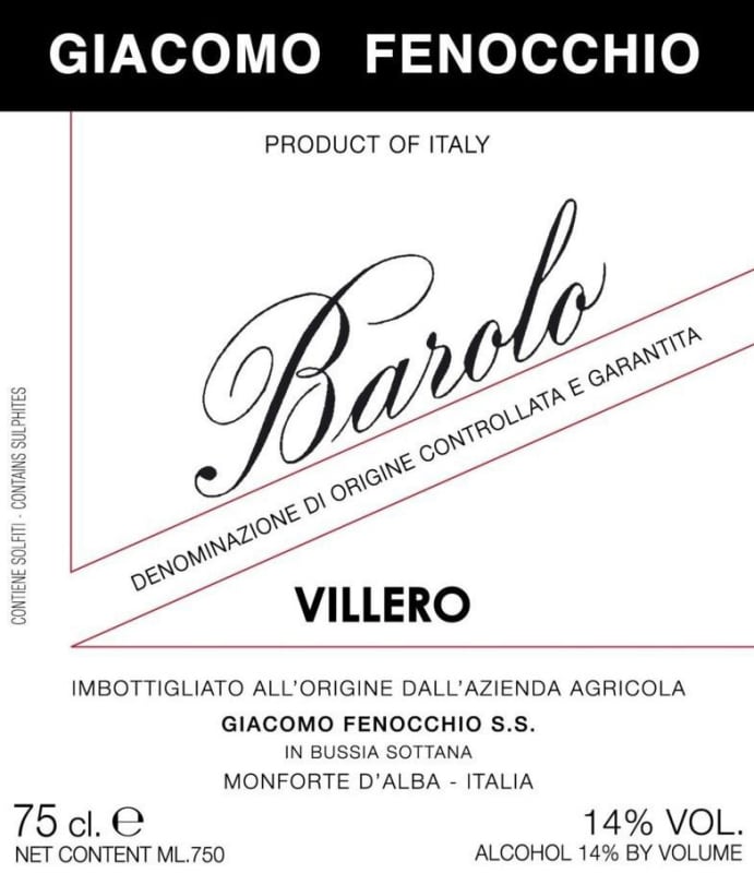 Giacomo Fenocchio Barolo Villero 2008 Front Label