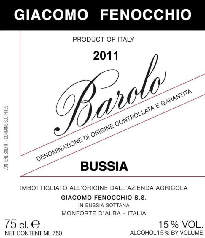 Giacomo Fenocchio Barolo Bussia 2011 Front Label