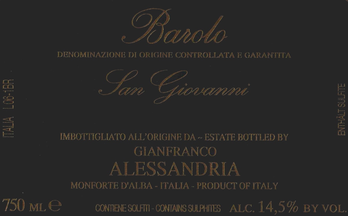 Gianfranco Alessandria Barolo San Giovanni 2006 Front Label