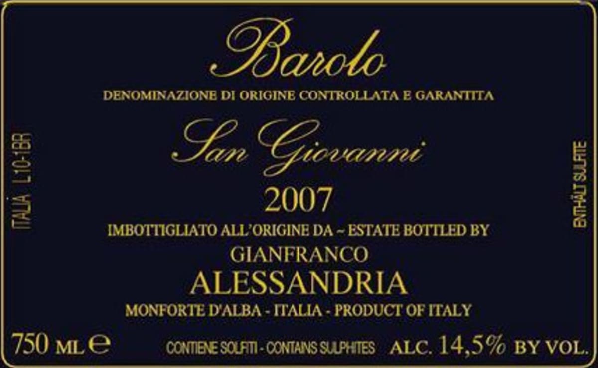 Gianfranco Alessandria Barolo San Giovanni 2007 Front Label