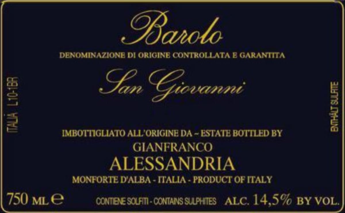 Gianfranco Alessandria Barolo San Giovanni 2011 Front Label