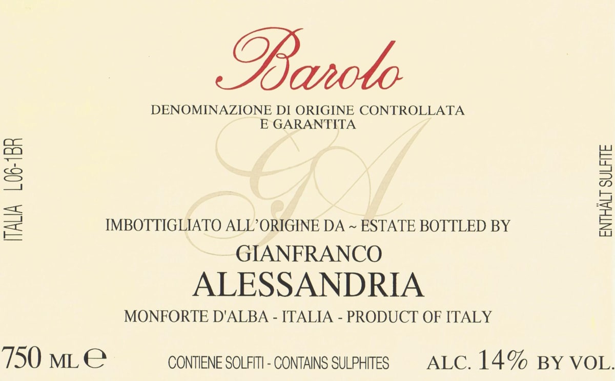 Gianfranco Alessandria Barolo 2011 Front Label