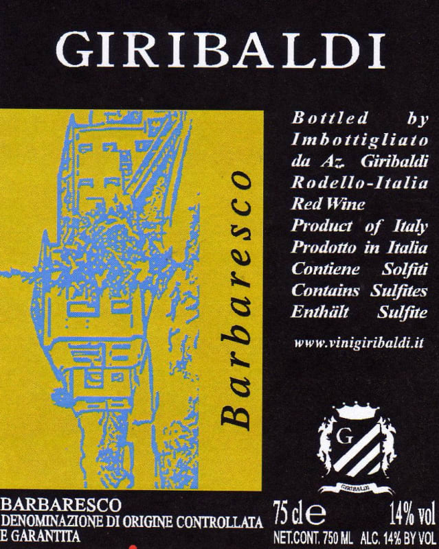 Azienda Giribaldi Barbaresco 2005 Front Label