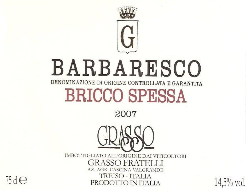Grasso Fratelli Barbaresco Bricco Spessa 2007 Front Label