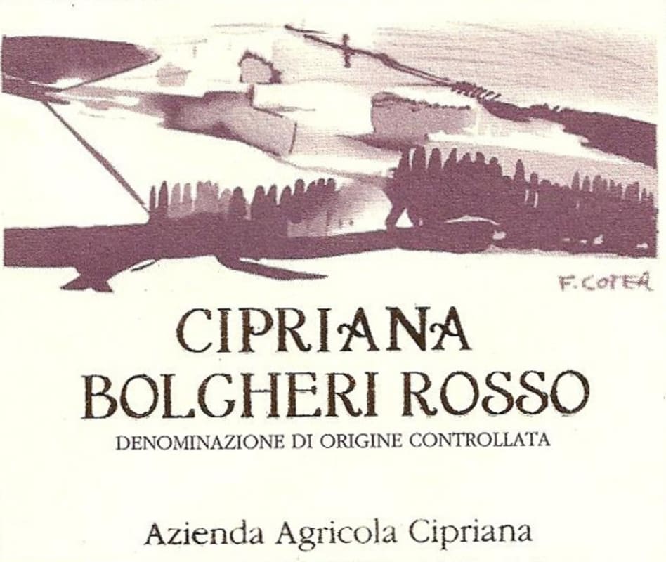 Azienda Agricola La Cipriana Bolgheri Rosso 2012 Front Label