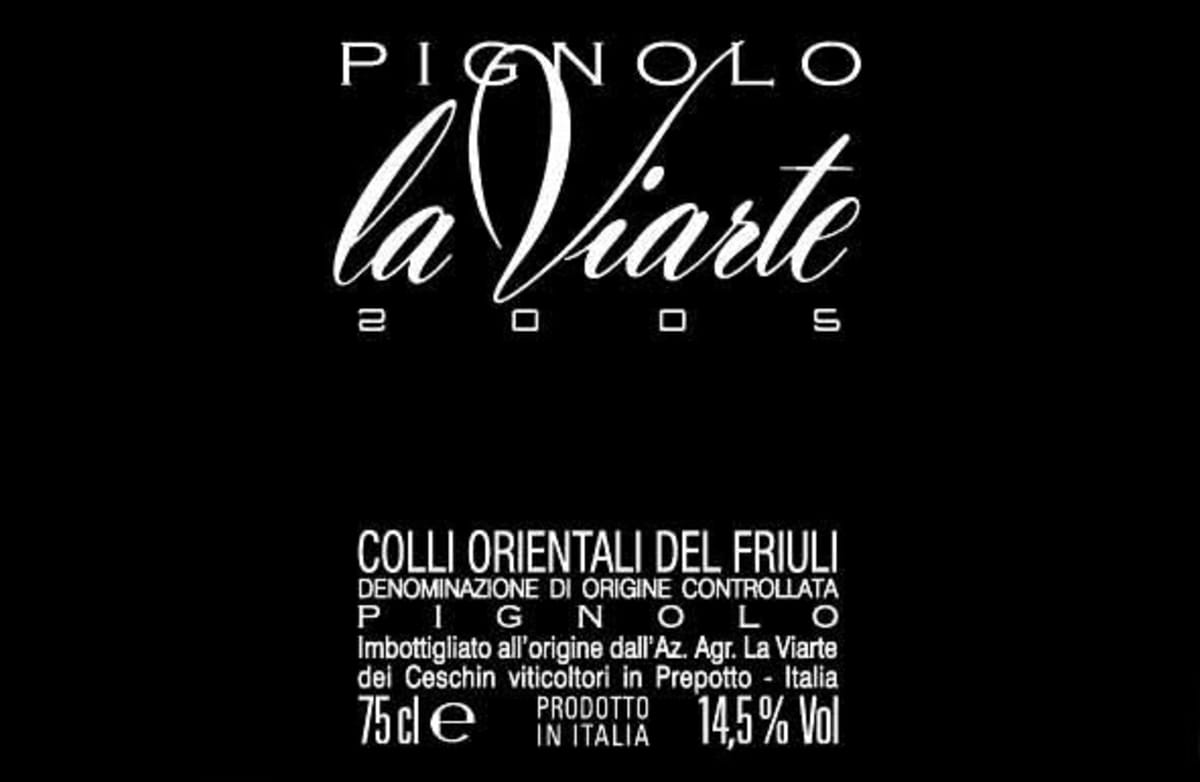 La Viarte Colli Orientali del Friuli Pignolo 2005 Front Label