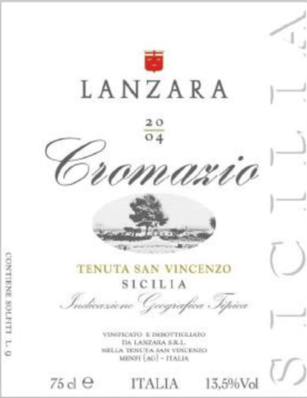 Azienda Agricola Lanzara Sicilia Cromazio Rosso 2004 Front Label