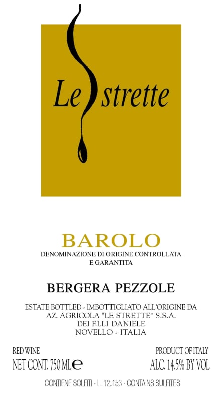 Le Strette Bergera Pezzole 2009 Front Label