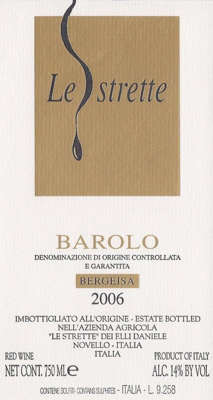 Le Strette Bergeisa 2006 Front Label