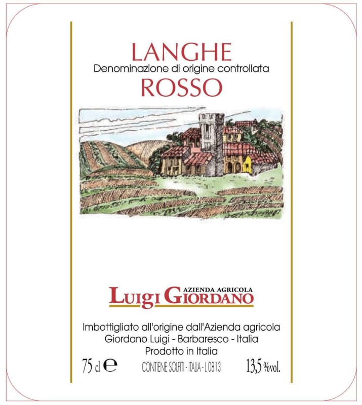 Luigi Giordano Langhe Rosso 2014 Front Label