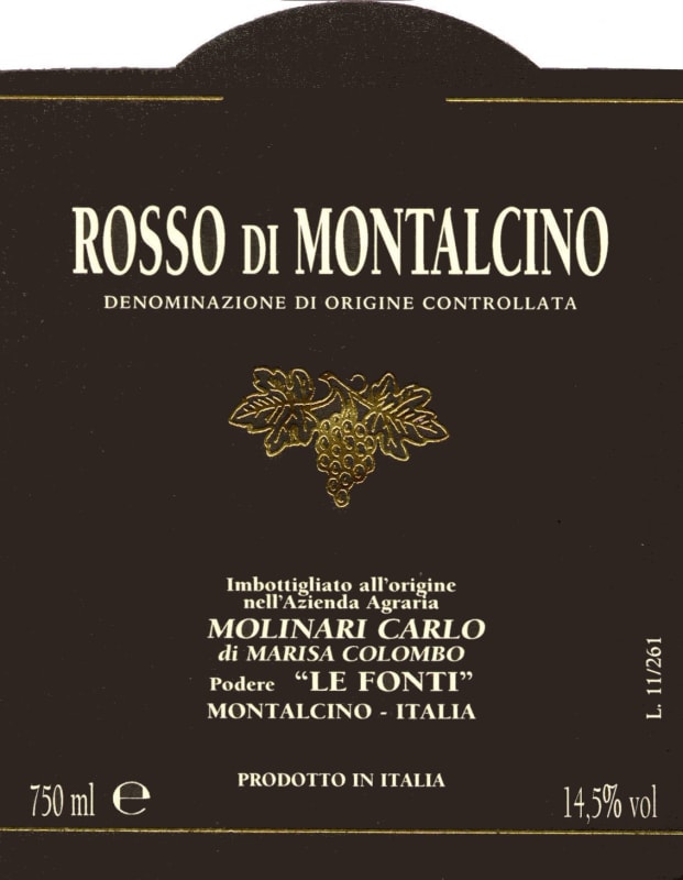 Azienda Agricola Molinari Carlo Rosso di Montalcino 2013 Front Label