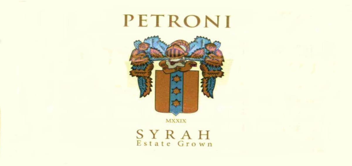 Petroni Vineyards Syrah 2005 Front Label