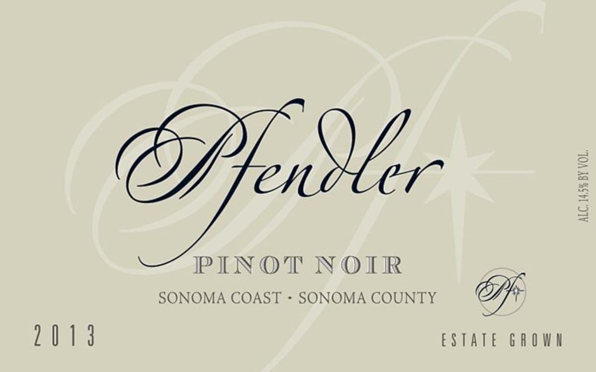 Pfendler Pinot Noir 2013 Front Label