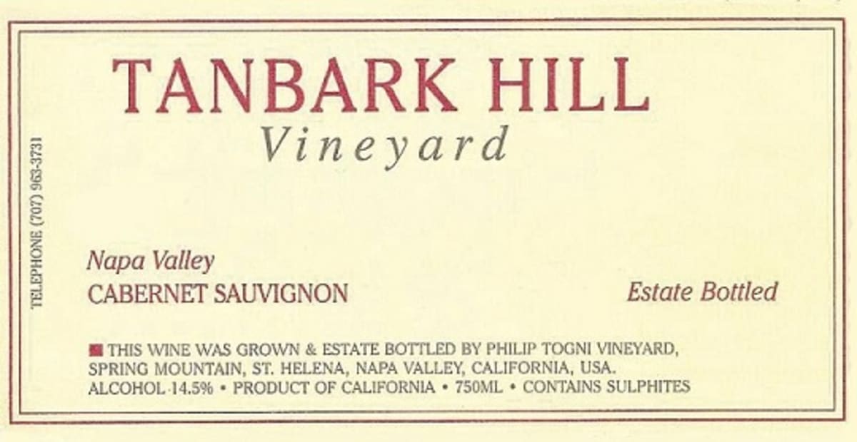 Philip Togni Tanbark Hill Cabernet Sauvignon 2007 Front Label