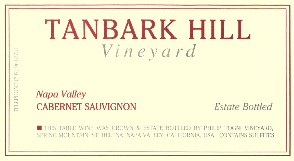 Philip Togni Tanbark Hill Cabernet Sauvignon 2011 Front Label