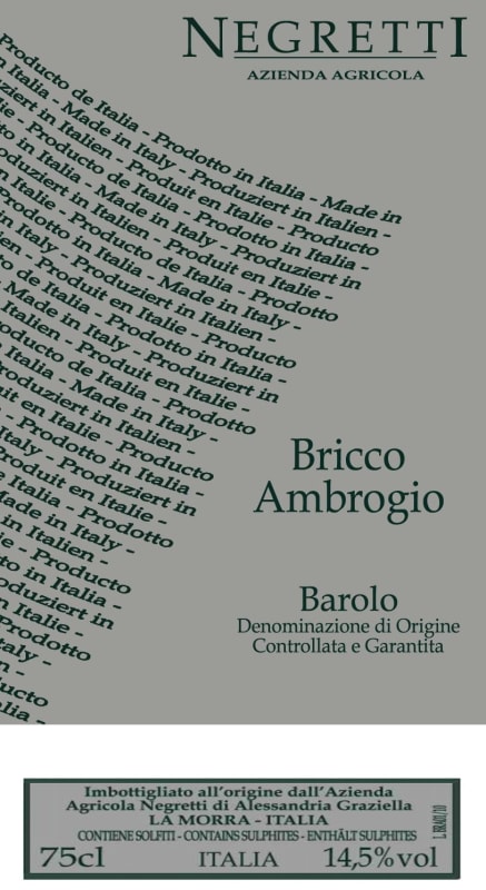 Negretti Barolo Bricco Ambrogio 2006 Front Label