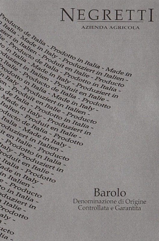 Negretti Barolo 2006 Front Label
