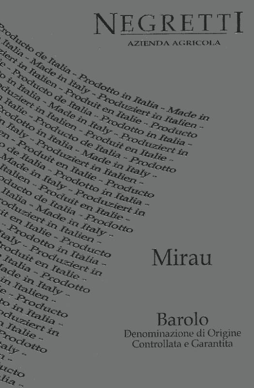 Negretti Barolo Mirau 2010 Front Label